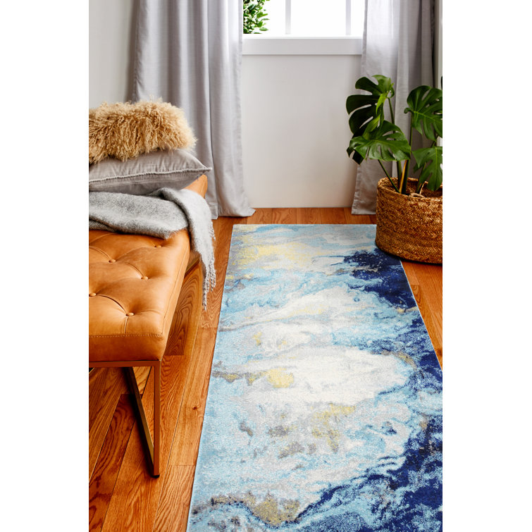 Mercury Row Hoedus Power Loom Blue/Yellow/Grey Rug & Reviews Wayfair